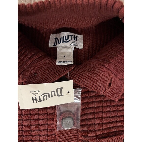Duluth Sweater Men's Large Red Burly Retirement Button Up Mock Neck Sweater NWT - Picture 4 of 12